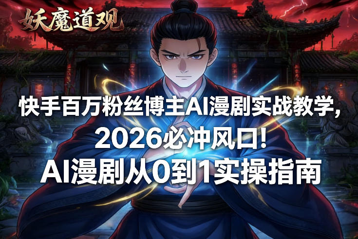 快手百万粉丝博主AI漫剧实战教学,2026必冲风口!AI漫剧从0到1实操指南凯哥轻创网-轻创网-创业网-网创项目资源站-副业项目-创业项目-搞钱项目凯哥轻创网